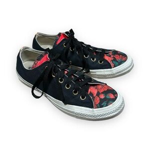 Black Floral Converse Low Top Sneakers